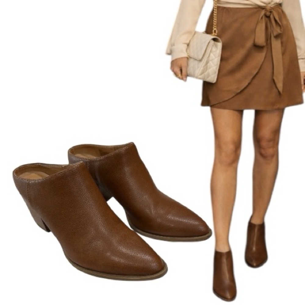 Dolcetta brown vegan leather bootie mules Women’s Sz 9.5